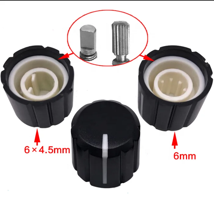 15*13.6mm plastic knob for 6mm 4.5mm D shaft 6mm knurled shaft