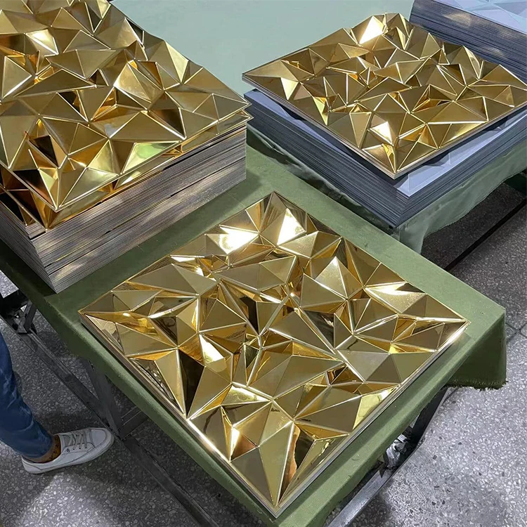Hot Sale Newest Design 3d Wallpaper Decorative Gold Plated PVC 3D Wall Panel Wall Interior