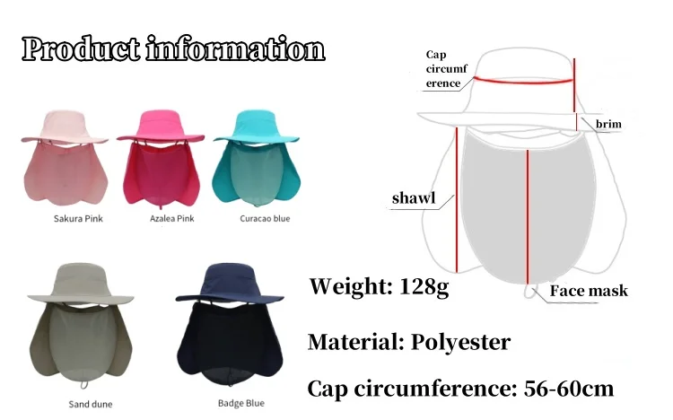 Spot direct selling Sun Hat with Neck Protection Unisex visor hat for men stylish headwear Outdoor Fishing Cap with Face Mask