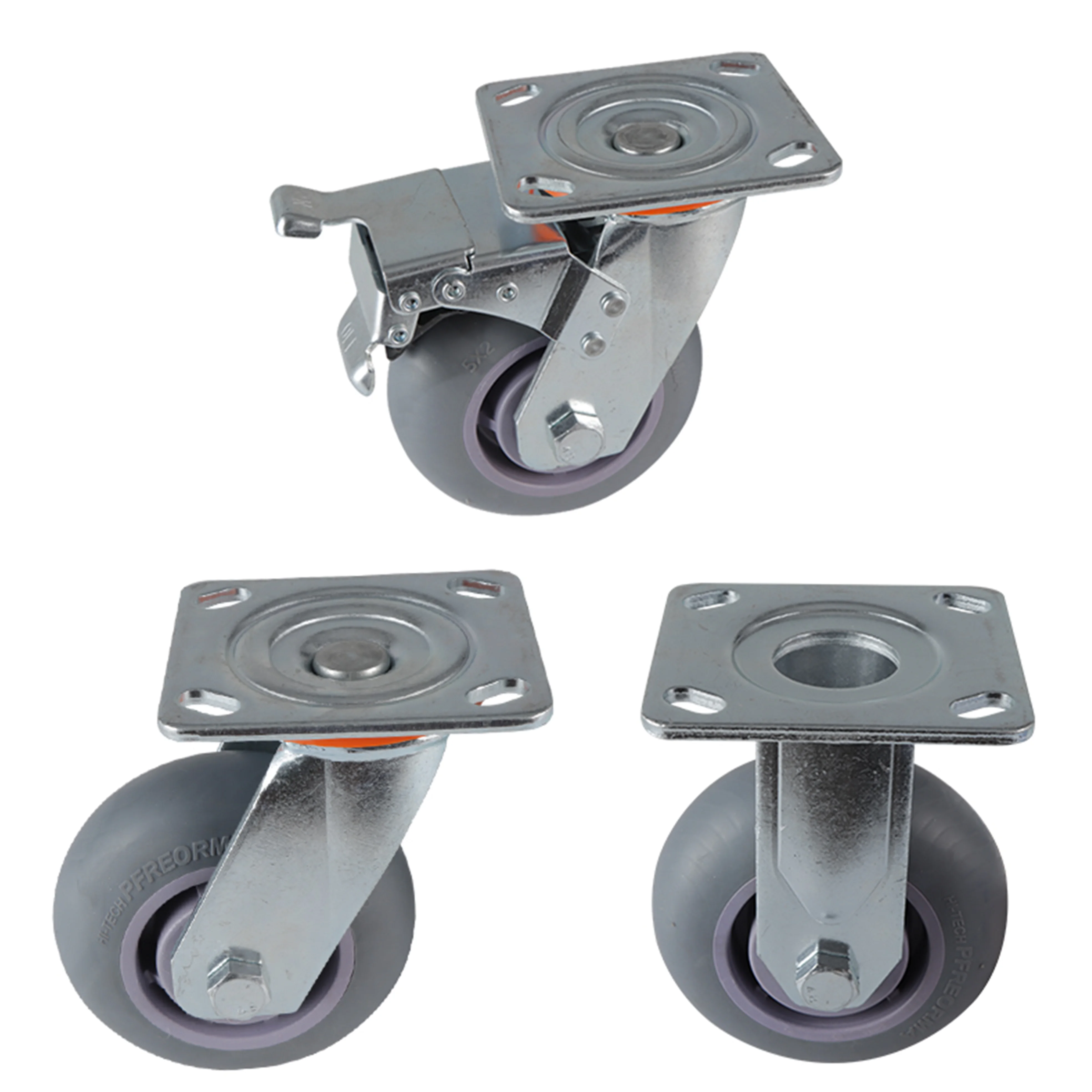 Industrial Accessories 360 Degree Rotation Low Noise Furniture Wheel Trolley Caster Heavy Duty Grey TPR Casters 4 5 6 8 Inch