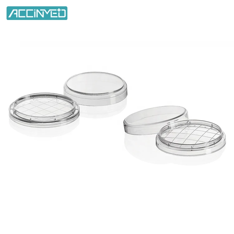 Custom Wholesale Medical Laboratory Different Size Types Of Disposable Round Sterile With Gird 55mm Contact Petri Culture Dish