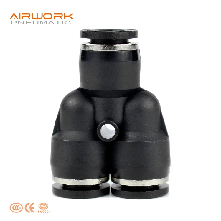 PWY Pneumatic Fitting Supplier PVC Y shape T Pipe Reducing plastic Fitting PU Tube Connector