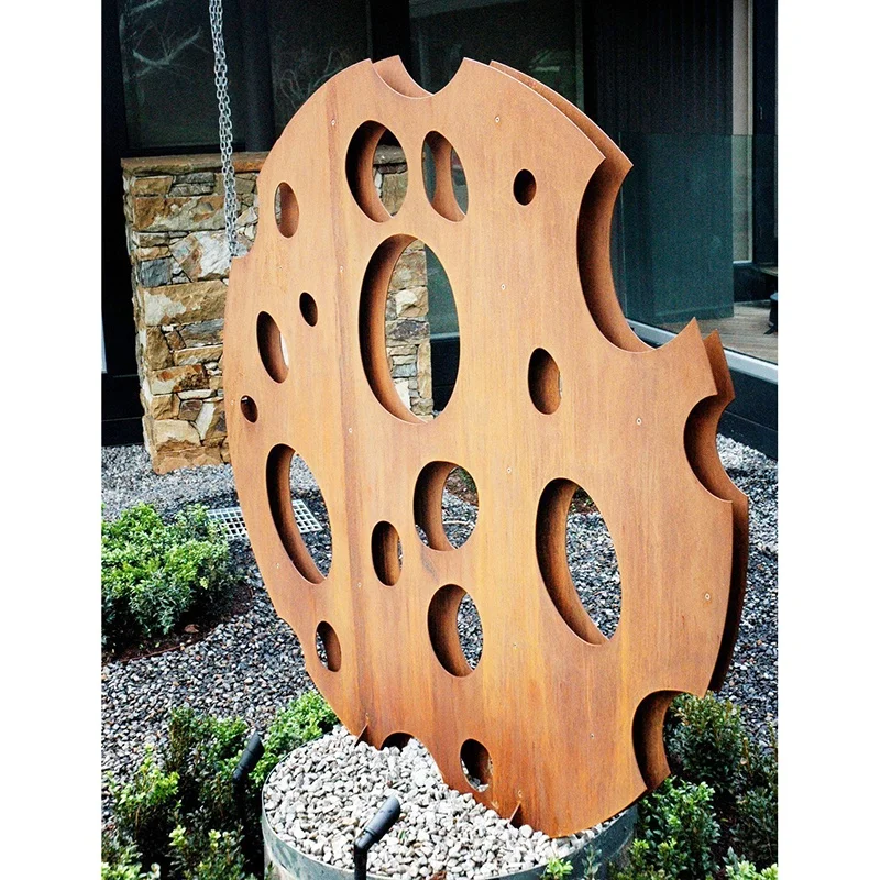 large rusty modern abstract tree design with figure corten steel sculpture for garden park yard street decoration