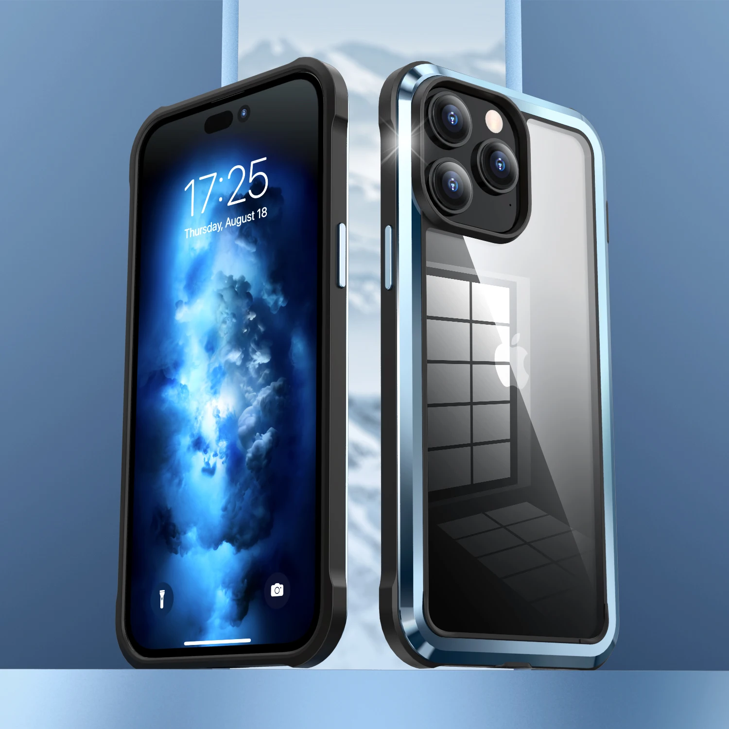 New 2 in 1 Heavy Duty Phone Case for iPhone 14 Pro Max Rugged Armor Metal Protective for iPhone 13 14 Clear Cases