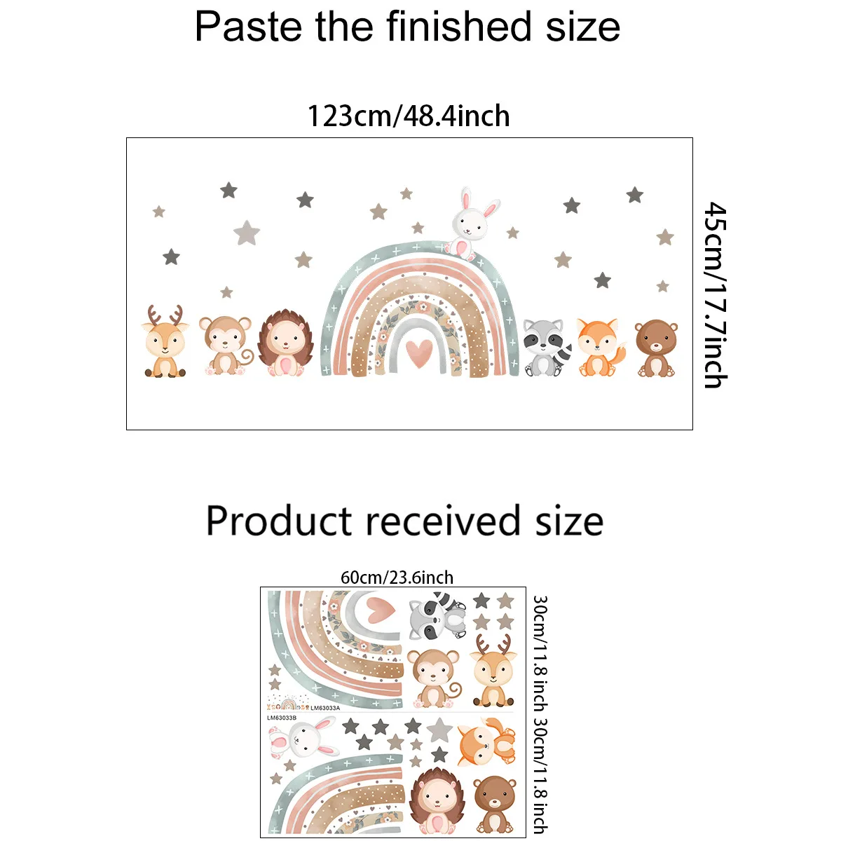 High quality stars cute animal stickers for kids rainbow wall sticker water proof sticker for home decor living room