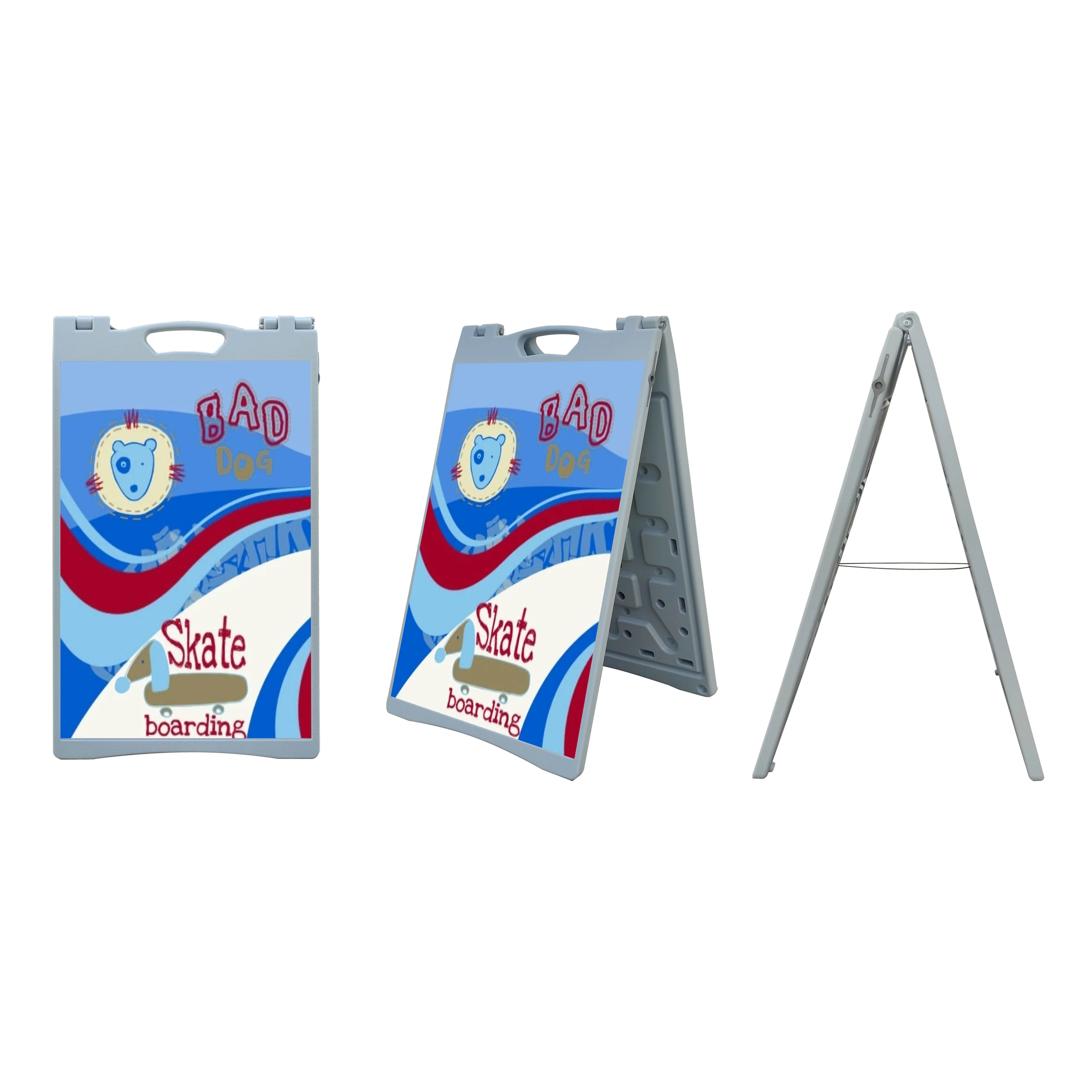 KT Outdoor Double-Sided Board Poster Stand PVC Plastic Material with Aluminum Frame Pattern A-Frame Advertising Folding Banner