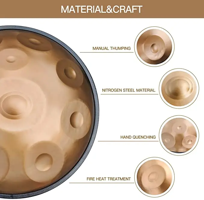 Handpan drum 9 note / 10 note 22 inch in D minor steel tongue drum with free handpan case and mallets