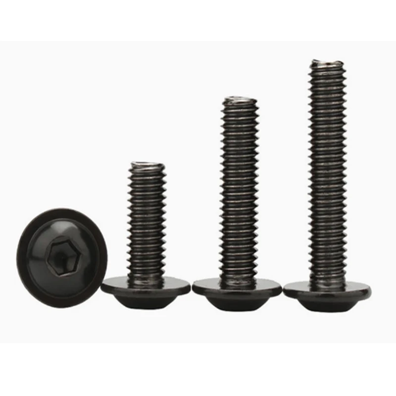 Black Hexagon Socket Head Full Thread Bolt Torx Stainless Steel Flat Pan Screw Cross Recess Bolt