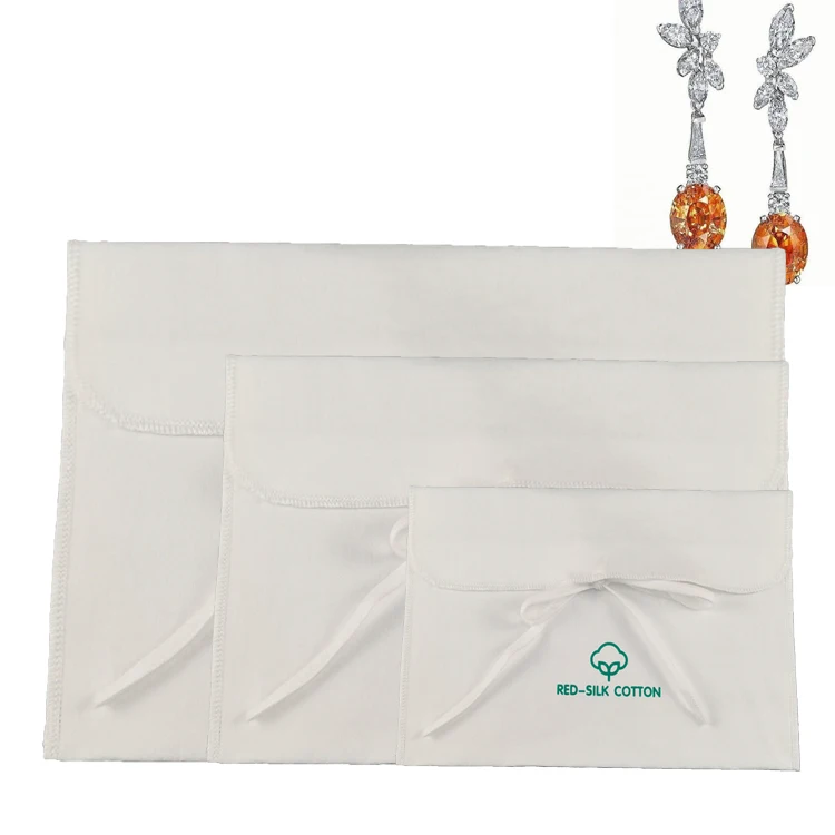 High Quality Biodegradable Sustainable Cotton Gift Packing Bags Cotton Bag Envelope Bag With Ribbon