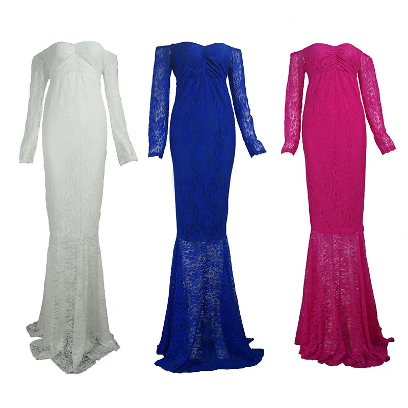 Pregnant Women Photography Dresses Baby Shower Off Shoulder Sexy Maternity Clothing Maternity Photoshoot Lace Dress