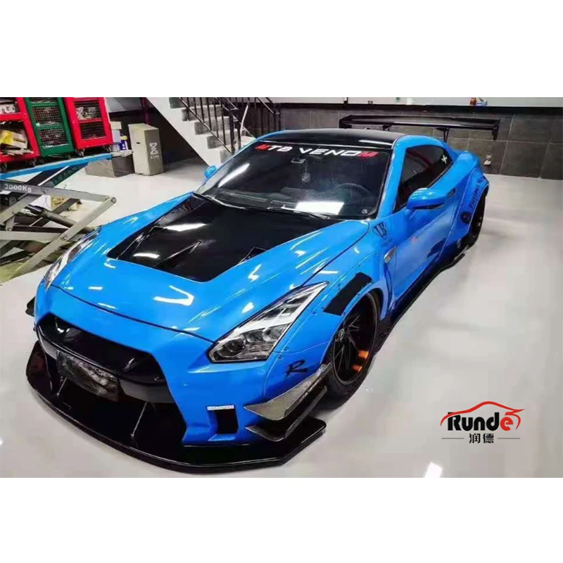 Высококачественный Стекловолоконный материал Runde для 2008-2019 Nissan GTR R35 Upgrade LB V2, широкий обвес, передний спойлер для капота