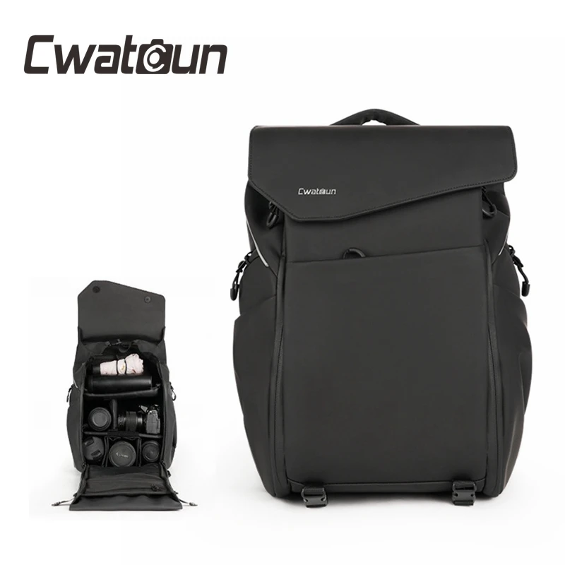 Cwatcun D89 Waterproof Hiking Outdoor Large 15.6' Laptop Travel Dslr Photography Backpack Professional Digital Video Camera Bag