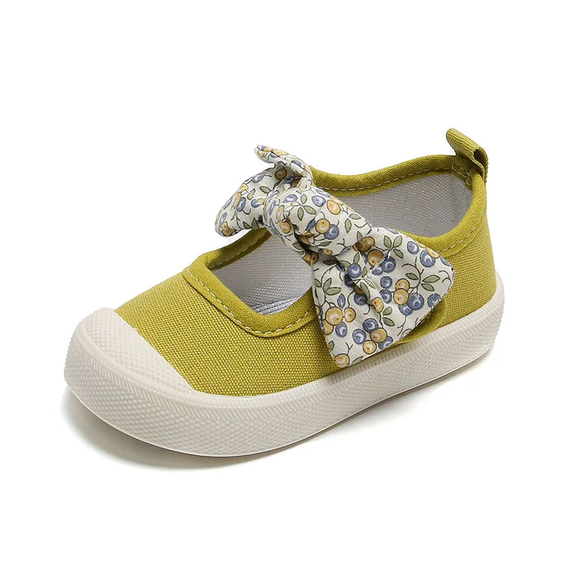 Size 17-28 Autumn Spring Children Girls Shoes Cute Bowknot Princess Child Shoes Candy Color New Style Canvas Shoes Kids