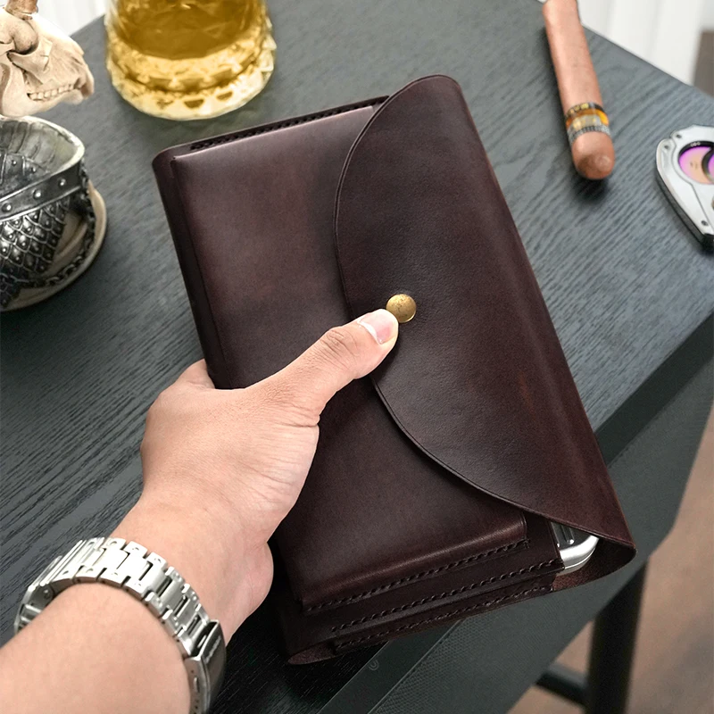 Wholesale Hot Sale Calfskin material Cigar Accessories Travel Cigar Humidor Leather Holder