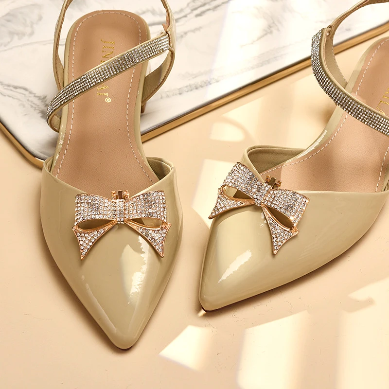 Wholesale Shoe Accessories Crystal Bow Shoe Clips Removable Buckle For Women Shoes