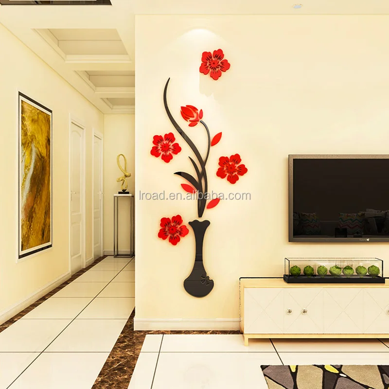 Custom Flower shape 3D acrylic Wall Stickers For Home Decoration