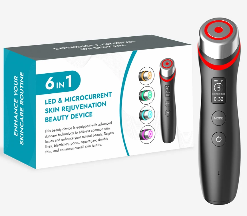 2024 Age Booster Pro Home Skincare Anti-aging beauty device portable LED  6 in 1 Therapy Face EMS Face and Neck lift massager