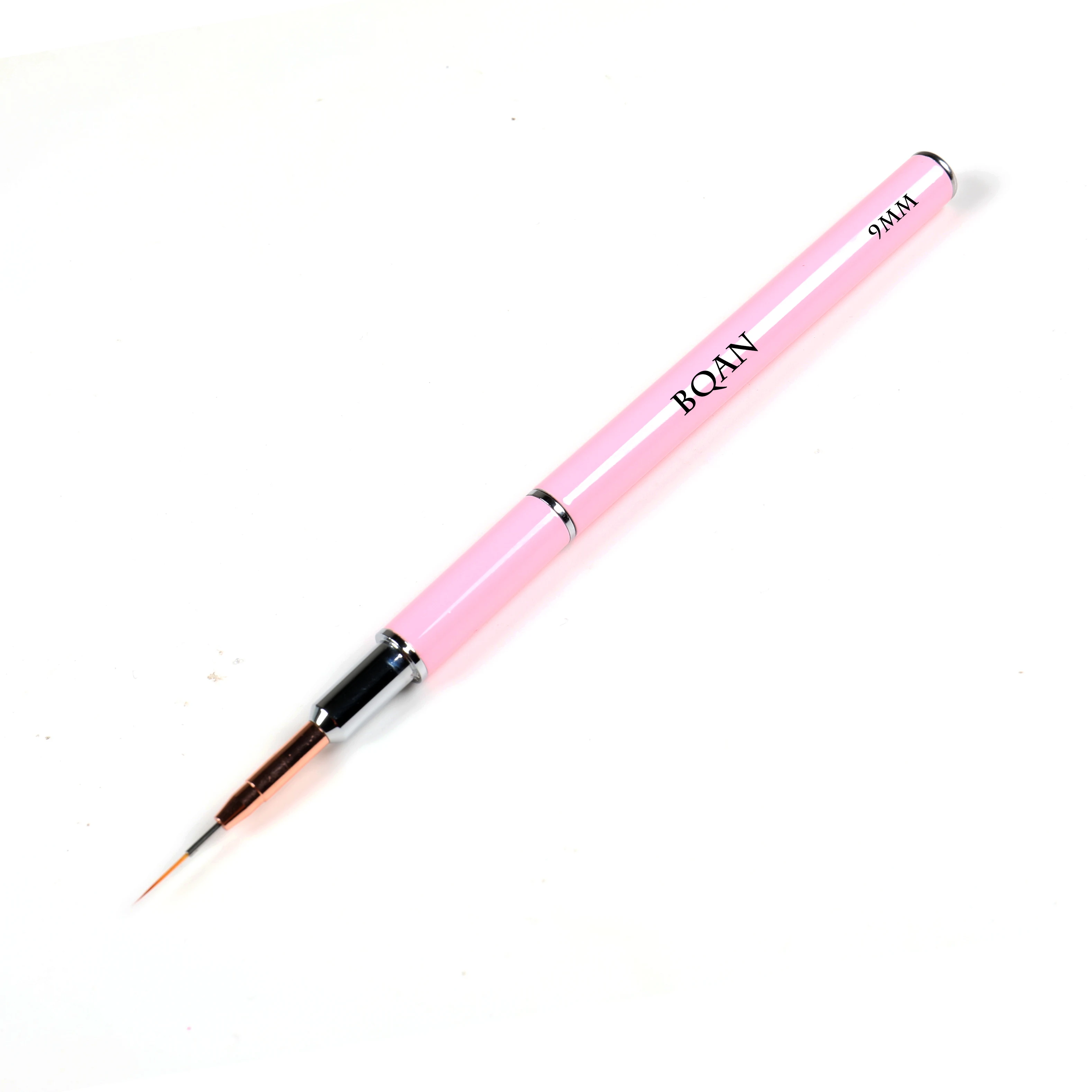 BQAN OEM Color Logo Acrylic 3D Rose Gold Kolinsky Painting Art Brush UV Gel Extra Thin Nylon Nail Liner Brush