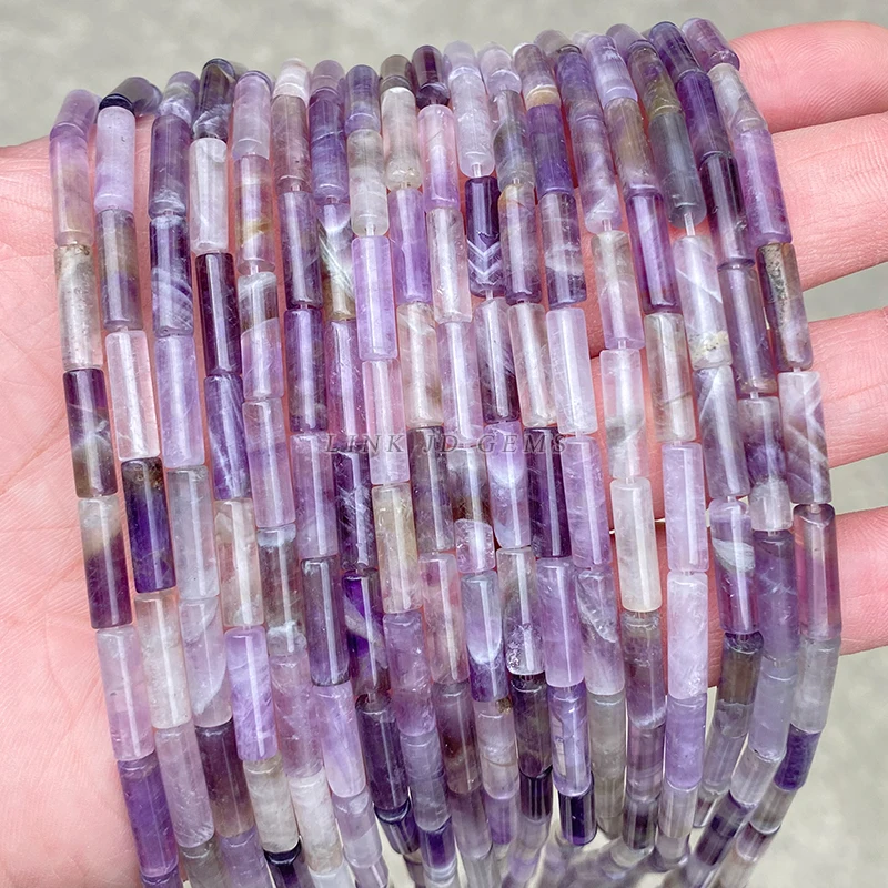4*13mm Natural Amethyst Tube Shape Beads Loose Reiki Crystal Cylindrical Bead For Jewelry Making DIY Bracelet Earrings Accessory