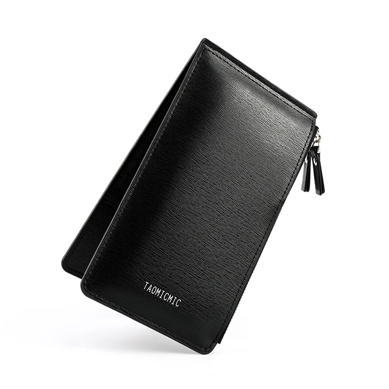 TAOMICMIC  Manufacturer hot sell solid color man small black leather card wallet