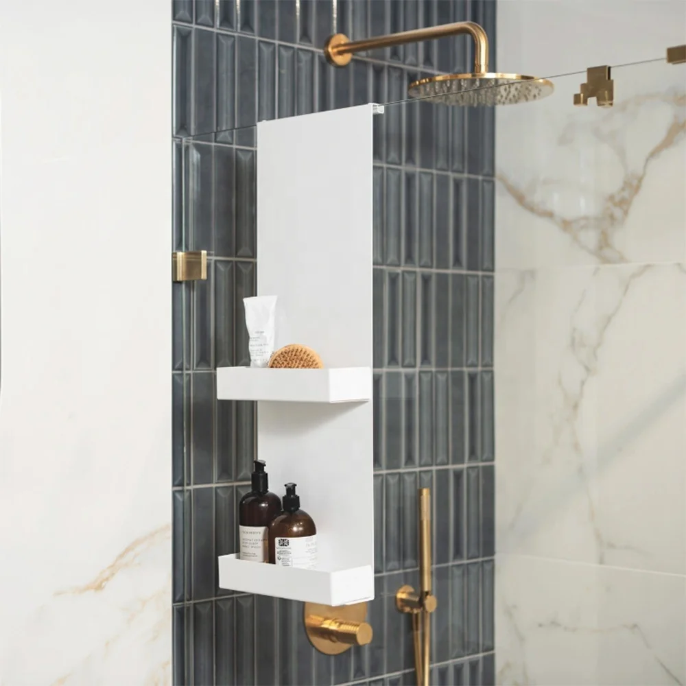 LAKESO Black White Hanging Shower Caddy Shelf Organizer Rack No Drilling Bathroom Rack Shower Caddies