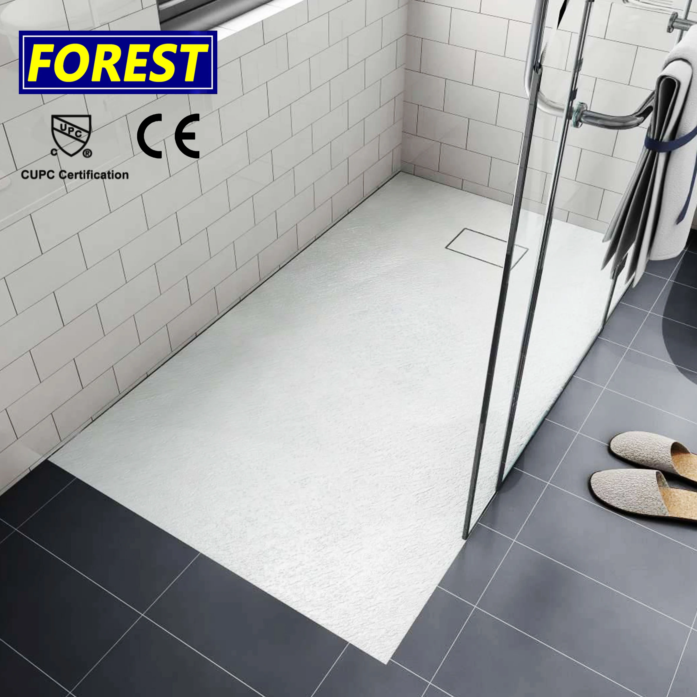 USA Modern Design Square Ceramic SMC Shower Base with Artificial Marble Resin Stone Square Shower Trays Cupc Certified