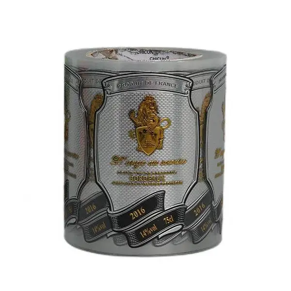 Custom Adhesive Metal Brand Name Emboss Adhesive Label Sticker For Bottles