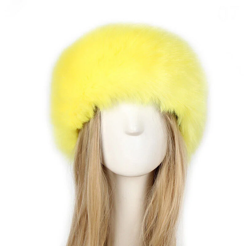 Women Russian Fluffy Faux Fur Headband Hat ladies Winter Ear Flap Ski hat Warm girls causal outdoor hat