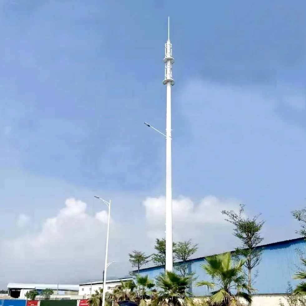 30m Tubular Galvanized Steel Communication Mast Tapered 12-sided Pole Transmission Tower