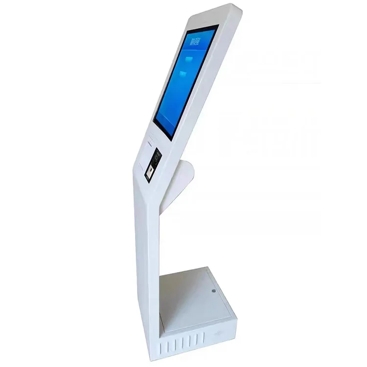 Hotel Check In Self Service Touch All In One Pc Table Cell Phone Charging Qr Code Scanner Kiosk Touch Screen With Printer