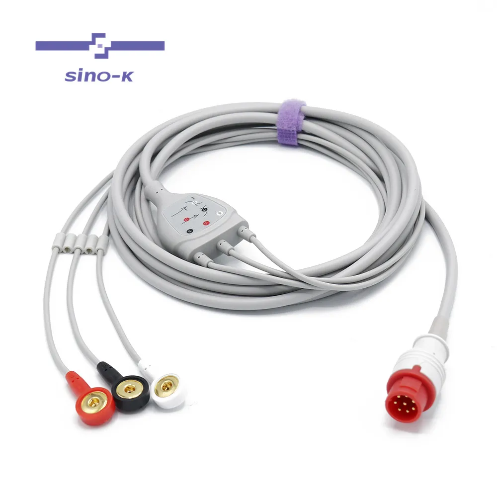 bionet ECG cable direct connect cable 3 lead snap AHA