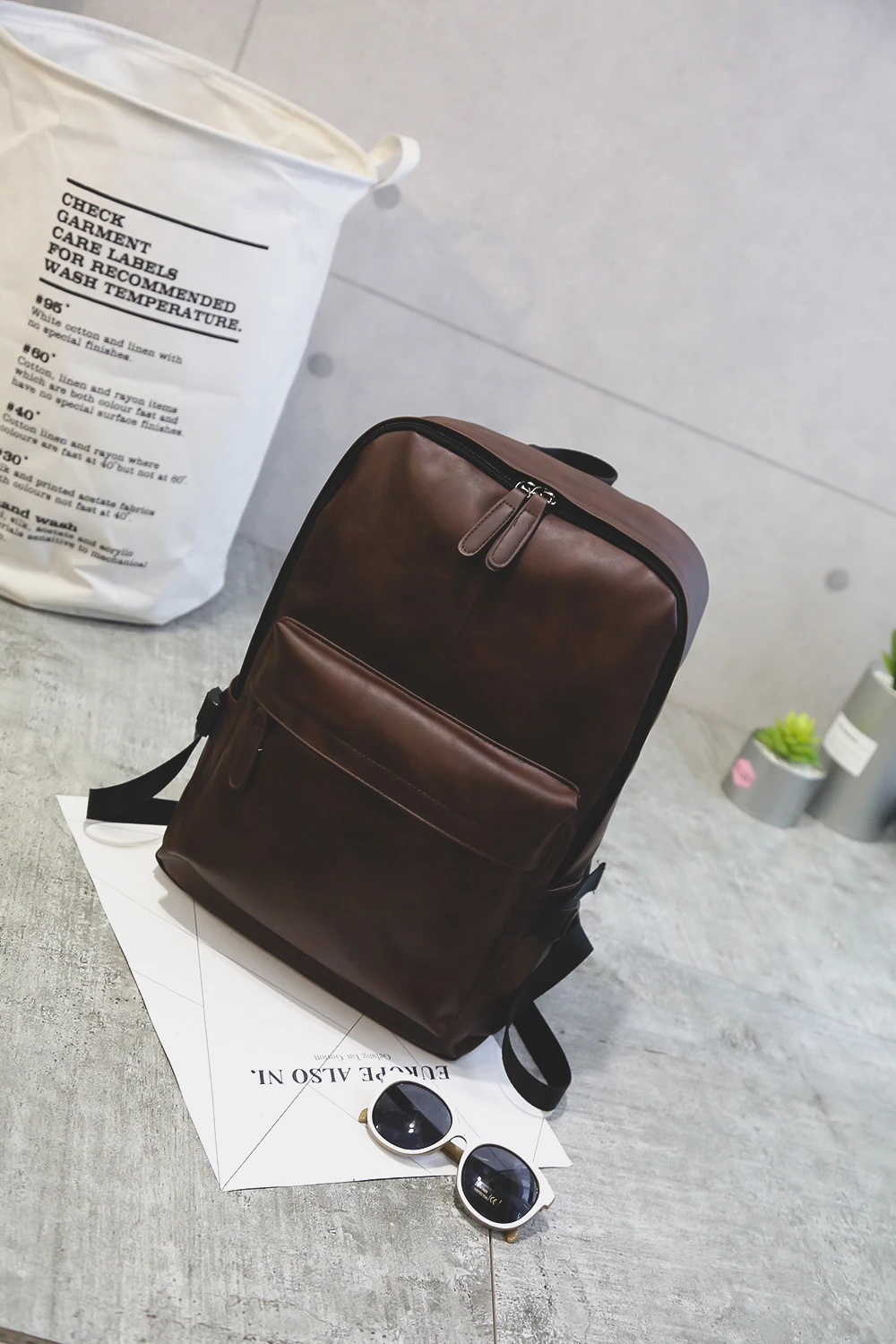 Custom Business Bag Travel Vegan Leather 15.6 Inch Laptop Computer Backpack Waterproof Campus School bag