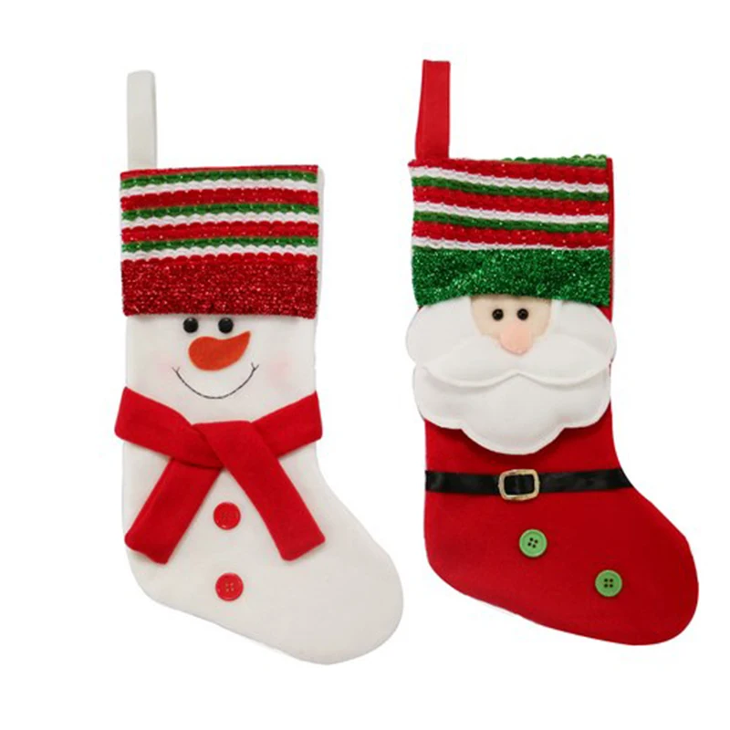 christmas festive green felt santa new xmas ornament hanging gift promotional xmas stocking large christmas stocking