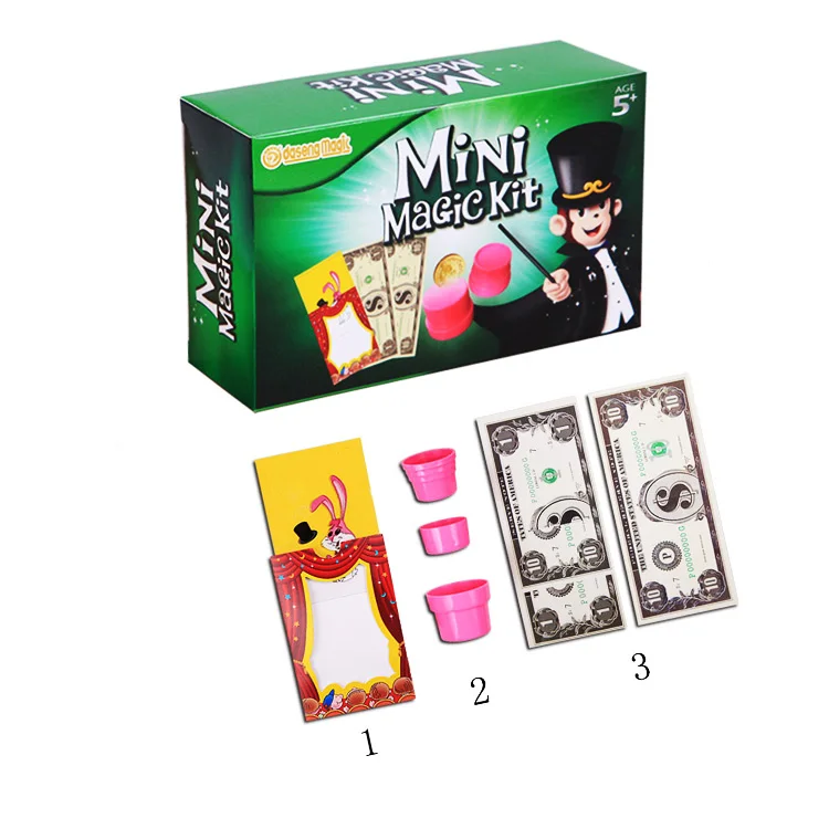 Interesting  Newest Change Color Rabbit Paper Money and Coin box Magic Tricks box set Toys for Child
