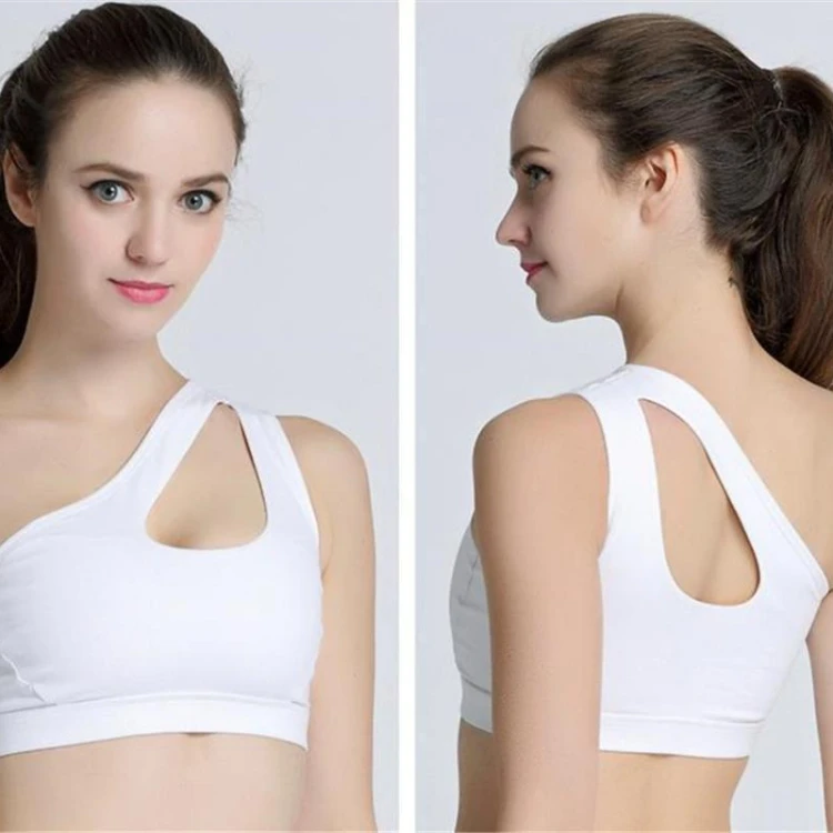 Youth Cheap and Latest Cheetah One Strap High Impact Adjustable Blank Built in Push up One Shoulder Sports Bra