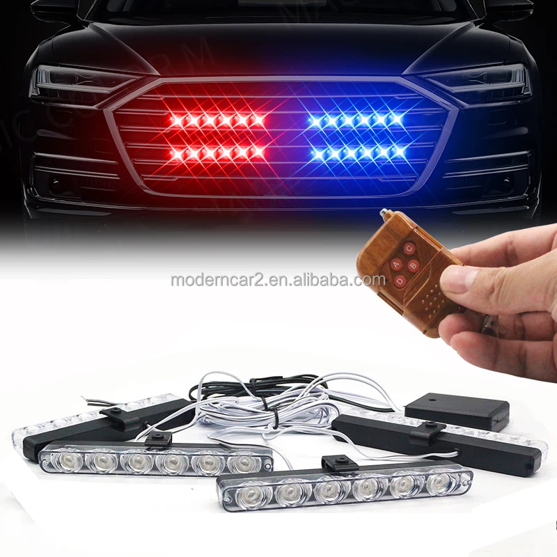 4x6 LED Strobe Lights for Car Emergency Warning Lights Flasher Car Alarm Beacon 12V Red Blue Yellow White Automotive Lamp