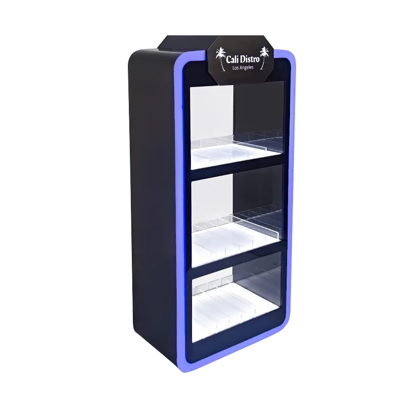 Customize Smokeless Display Racks 3 Layer LED Light Cigarette Lighter Display Tobacco Shop Countertop Hookah Pen Display Stand