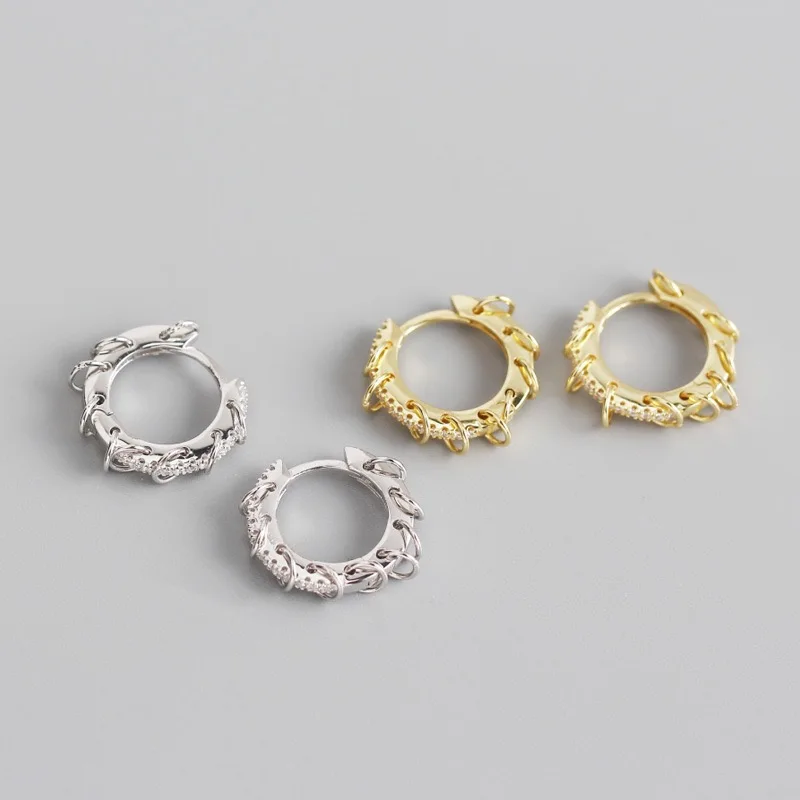 2024 INS HOT 925 Sterling Silver Big circle dangle earring with shiny diamond cz hoop earrings