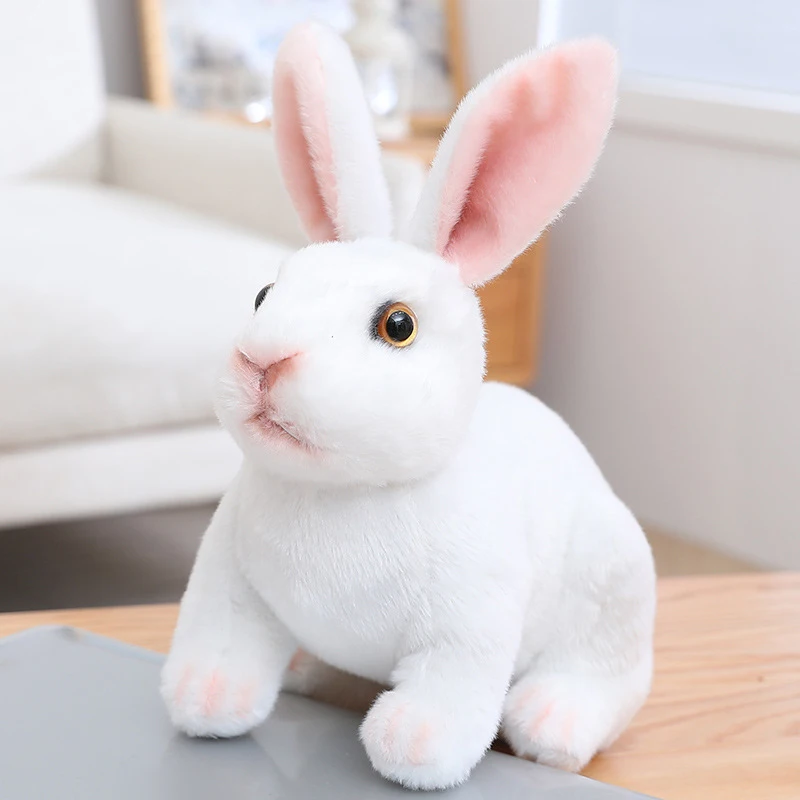 custom new plush easter rabbit plush stuffed animal soft cartoon toy bunny stuffed white gray simulation rabbit toy
