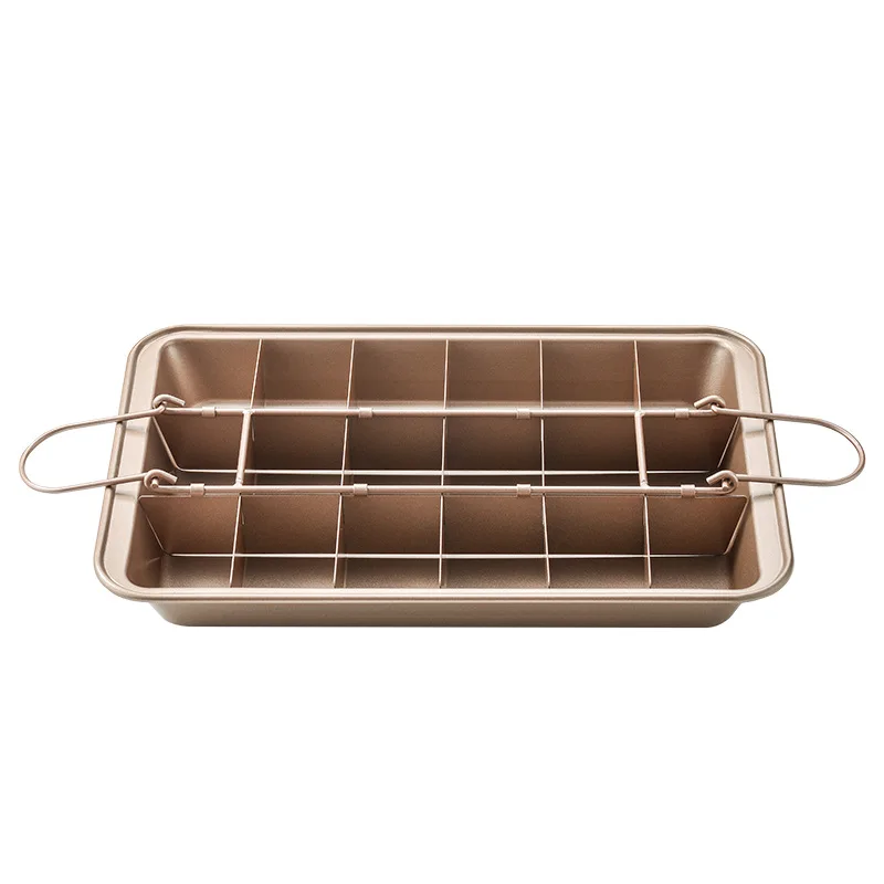 Hot selling kitchen tools with dividers, non stick Brownie pot, 18 chamber high carbon steel baking tray