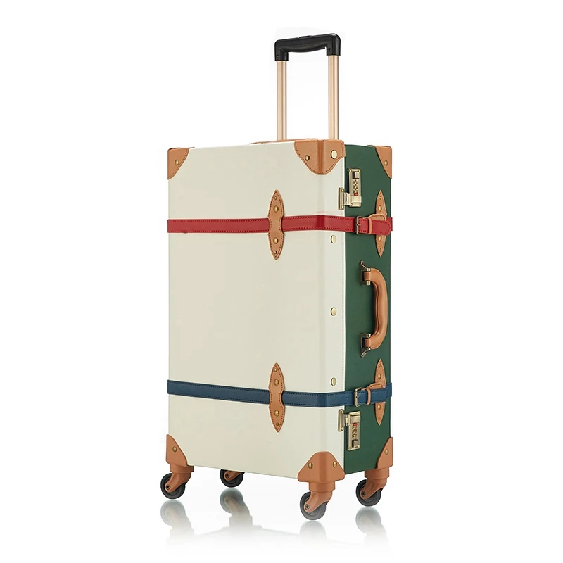 Retro Pu Leather High Capacity Trolley Mini Suitcase Pilot Bag Luggage for