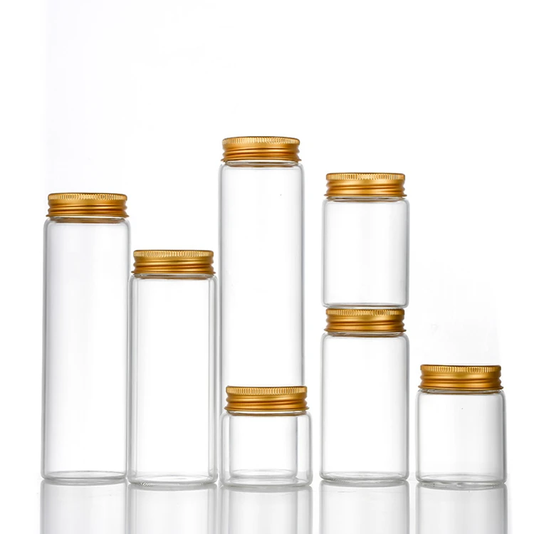 50ml 60ml 80ml Clear Round Empty Glass Tube Bottle Borosilicate Glass Container Storage Jar With Screw Cap