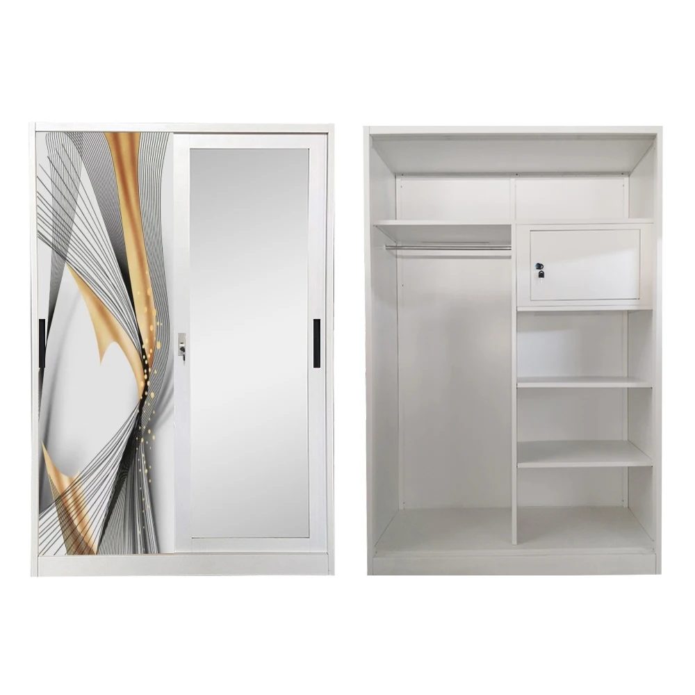 Indonesia Steel Wardrobe clothes Organizer Metal Printed Closet Wardrobe Almirah iron wardrobe almari pakaian besi