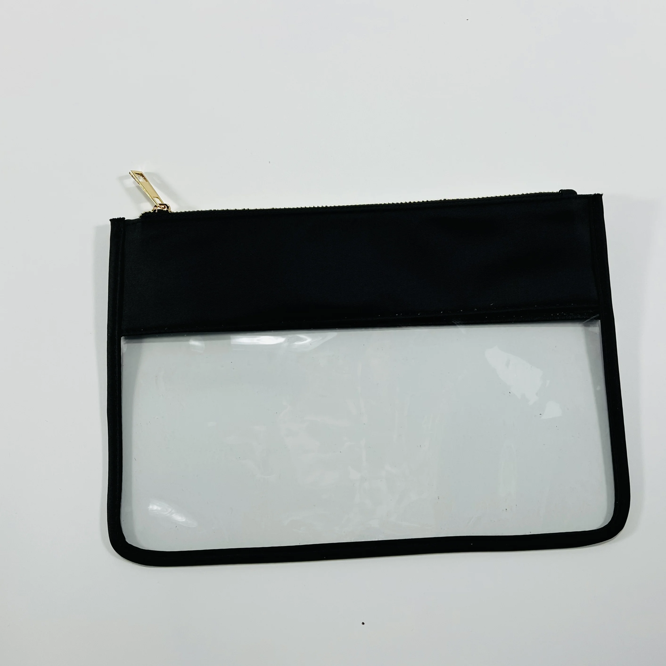 Low MOQ Stock Clear Chenille Patches Waterproof PVC Zipper Transparent Toiletry Wash Bag Pouch Makeup clear Cosmetic Bag