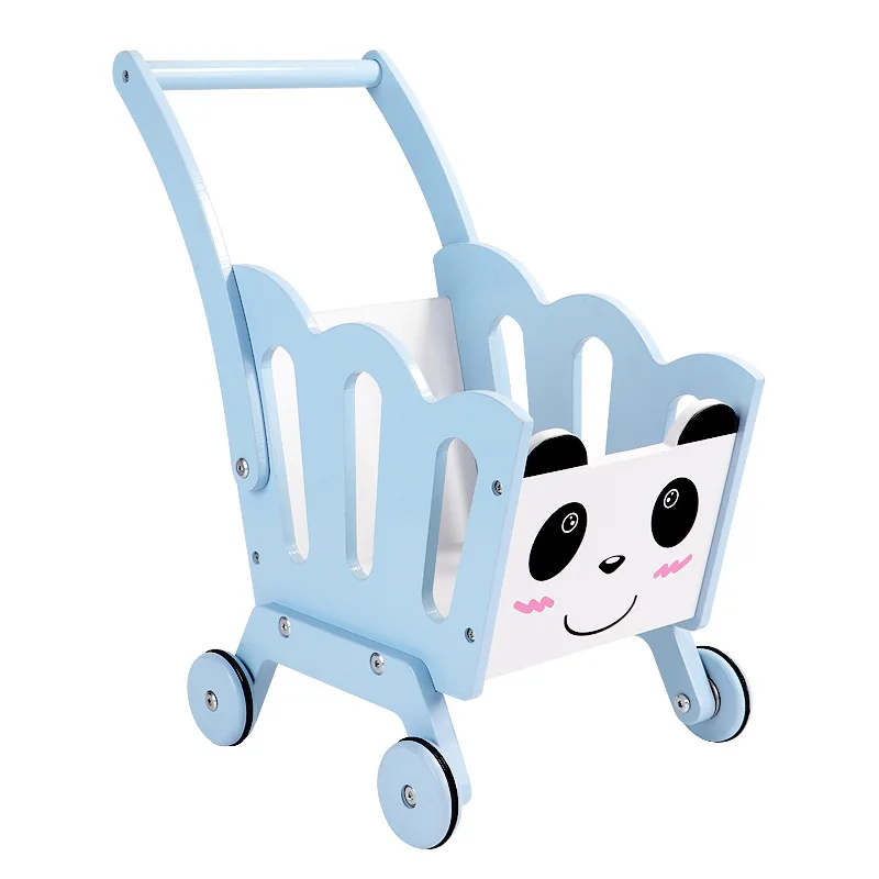 Asweets custom Wooden playhouse educational toys baby Panda Rabbit shopping cart pushToddler trolley simulation gift baby walker