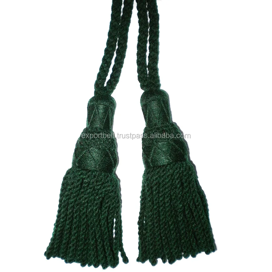 OEM Flag and Banner Cord and Tassels Customized Premium Bagpipe Silk Pipe Cord and Tassel in Sold Colors and Tartan Colors
