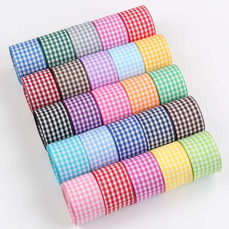 15mm*10Yards Per Paper Roll Scottish Grid Checked Ribbons for DIY crafts Home Decoration Gift Wrapping Christmas Accessory