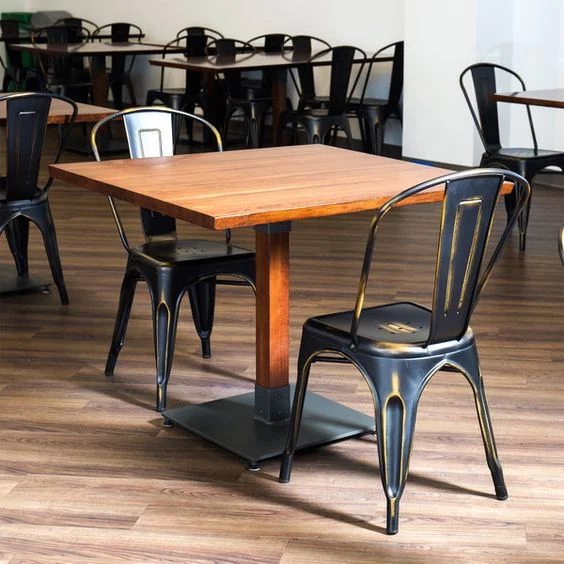 light luxury good quality cafe shop design square restaurant bistro table wooden dinning table and chair set for restaurant and