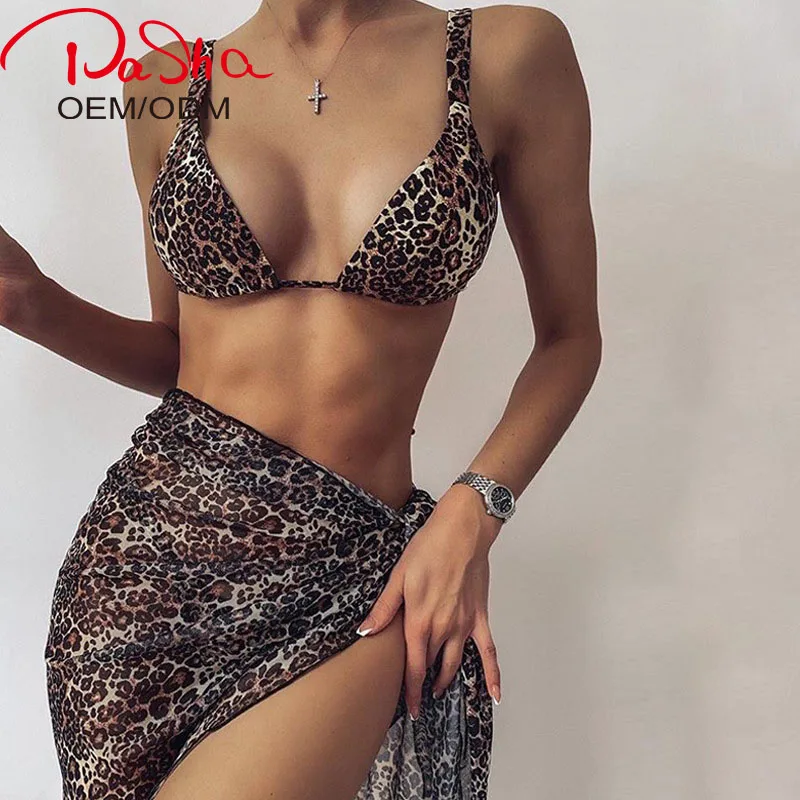 PASHASUNSHINE Swimwear Leopard Bikini High Waist Pattern Printed Swimsuit Summer Beach Bikini