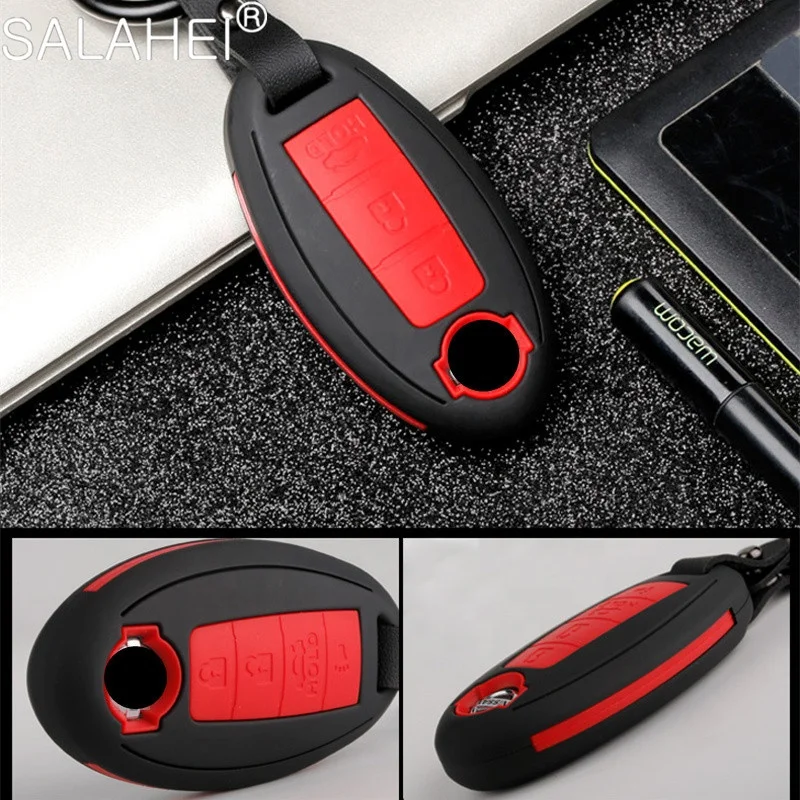 Carbon Fiber Pattern Car Key Cover Case For Nissan Teana X-Trail Qashqai Livina Sylphy Tiida Sunny March Murano Geniss Juke